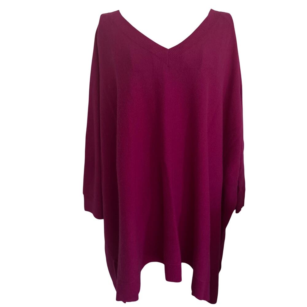 Bryn Walker Cashmere Angora lambswool Oversized Sweater Lagenlook Magenta Pink